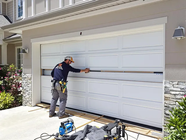 Mint Hill Garage Door Repair team performing complete garage door replacement at Mint Hill residence