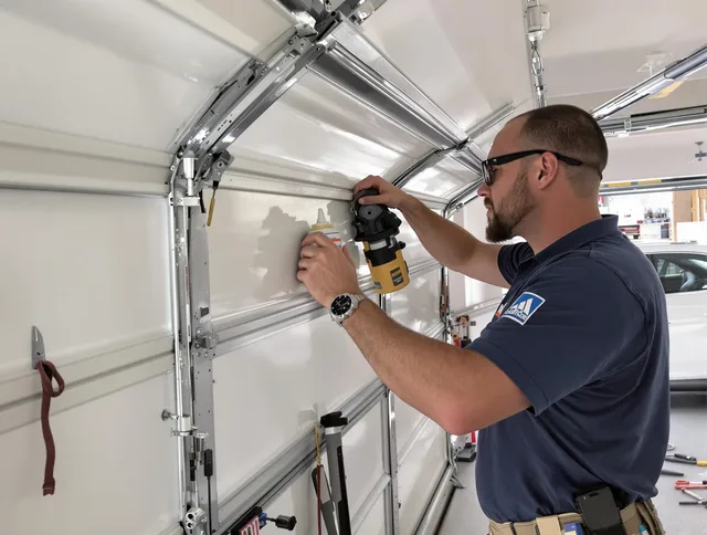 Mint Hill Garage Door Repair technician quieting a noisy garage door in Mint Hill