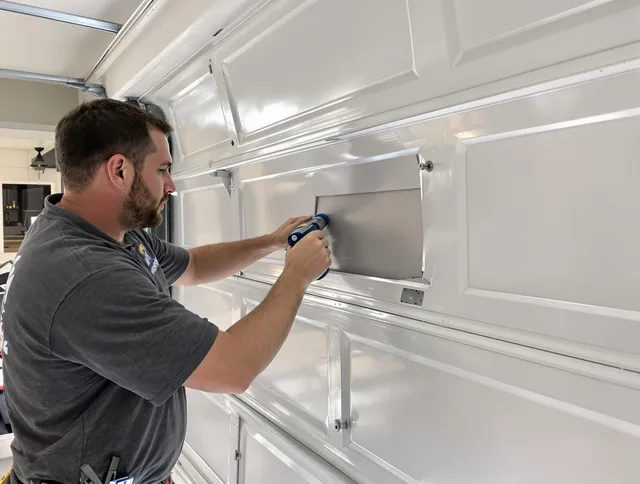 Garage door panel repair by Mint Hill Garage Door Repair in Mint Hill