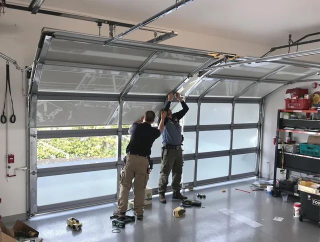 Mint Hill Garage Door Repair expert performing precise panel replacement on Mint Hill garage door